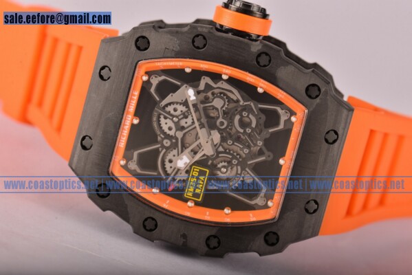 Richard Mille RM35-01 1:1 Replica Watch Carbon Fiber Orange Rubber Strap (GF)